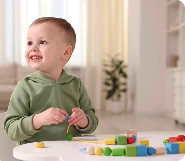 Family playing together with educational toys